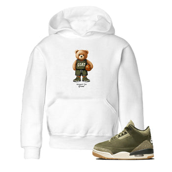 Basketball Graphic Tee – Sneaker Tees To Match Air Jordan 3 Family Affair – GOAT Mode Youth Graphic Tee White 1. Perfect for 3s Medium Olive releases 2025 colorways.