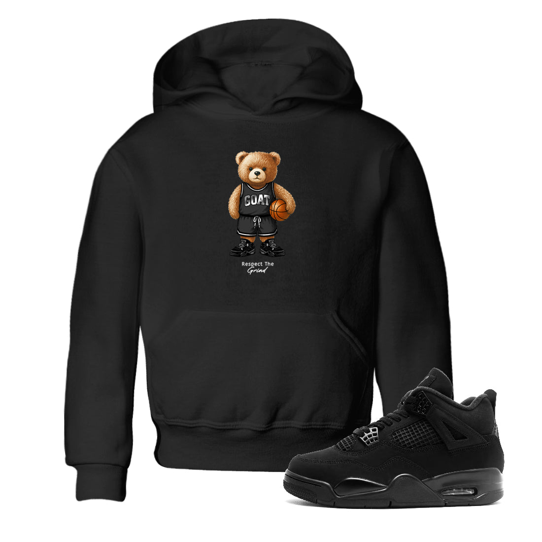Basketball Graphic Tee – Sneaker Tees To Match Air Jordan 4 Black Cat – GOAT Mode Youth Graphic Tee Black 1. Perfect for Black Cat releases 2025 colorways.