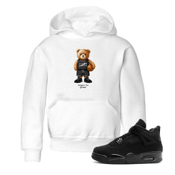 Basketball Graphic Tee – Sneaker Tees To Match Air Jordan 4 Black Cat – GOAT Mode Youth Graphic Tee White 1. Perfect for Black Cat releases 2025 colorways.
