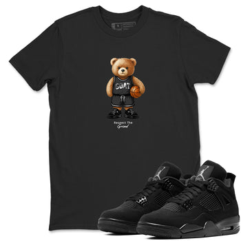 Basketball Graphic Tee – Sneaker Tees To Match Air Jordan 4 Black Cat – GOAT Mode Graphic Tee Black 1. Perfect for Black Cat releases 2025 colorways.