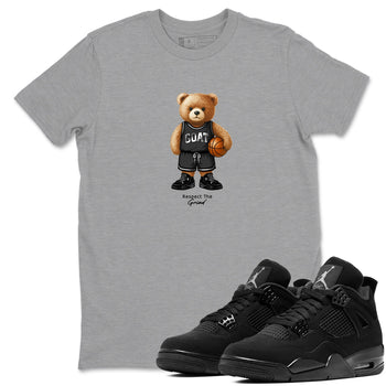 Basketball Graphic Tee – Sneaker Tees To Match Air Jordan 4 Black Cat – GOAT Mode Graphic Tee Heather Grey 1. Perfect for Black Cat releases 2025 colorways.
