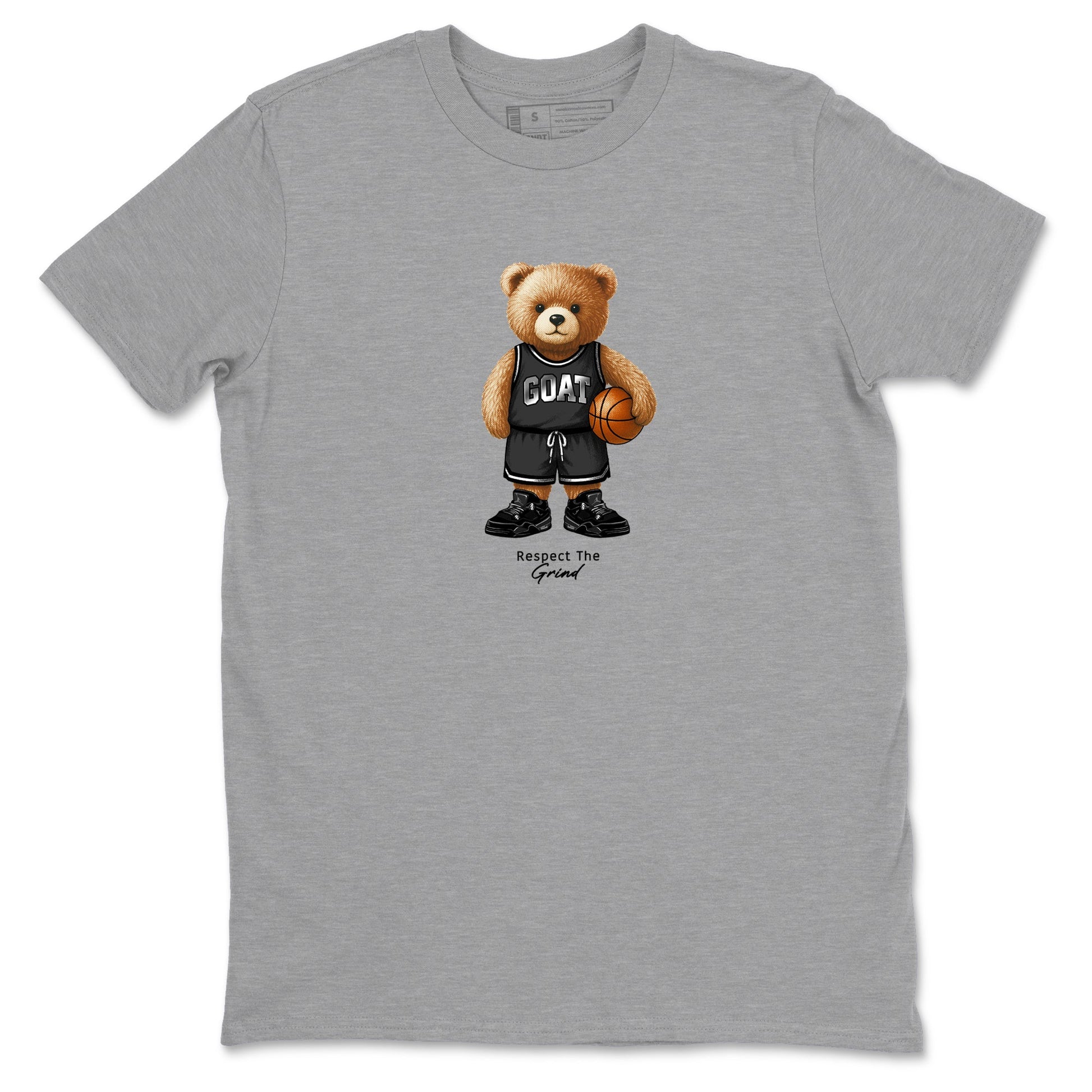 Basketball Graphic Tee – Sneaker Tees To Match Air Jordan 4 Black Cat – GOAT Mode Graphic Tee Heather Grey 2. Perfect for Black Cat releases 2025 colorways.