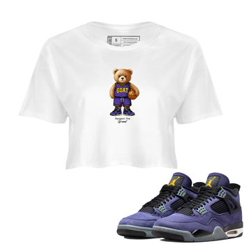 Best Sneakerfits graphic tee – Los Angeles Basketball Tees To Match Air Jordan 4 Lakeshow – GOAT Mode Crop T-Shirt White 1
