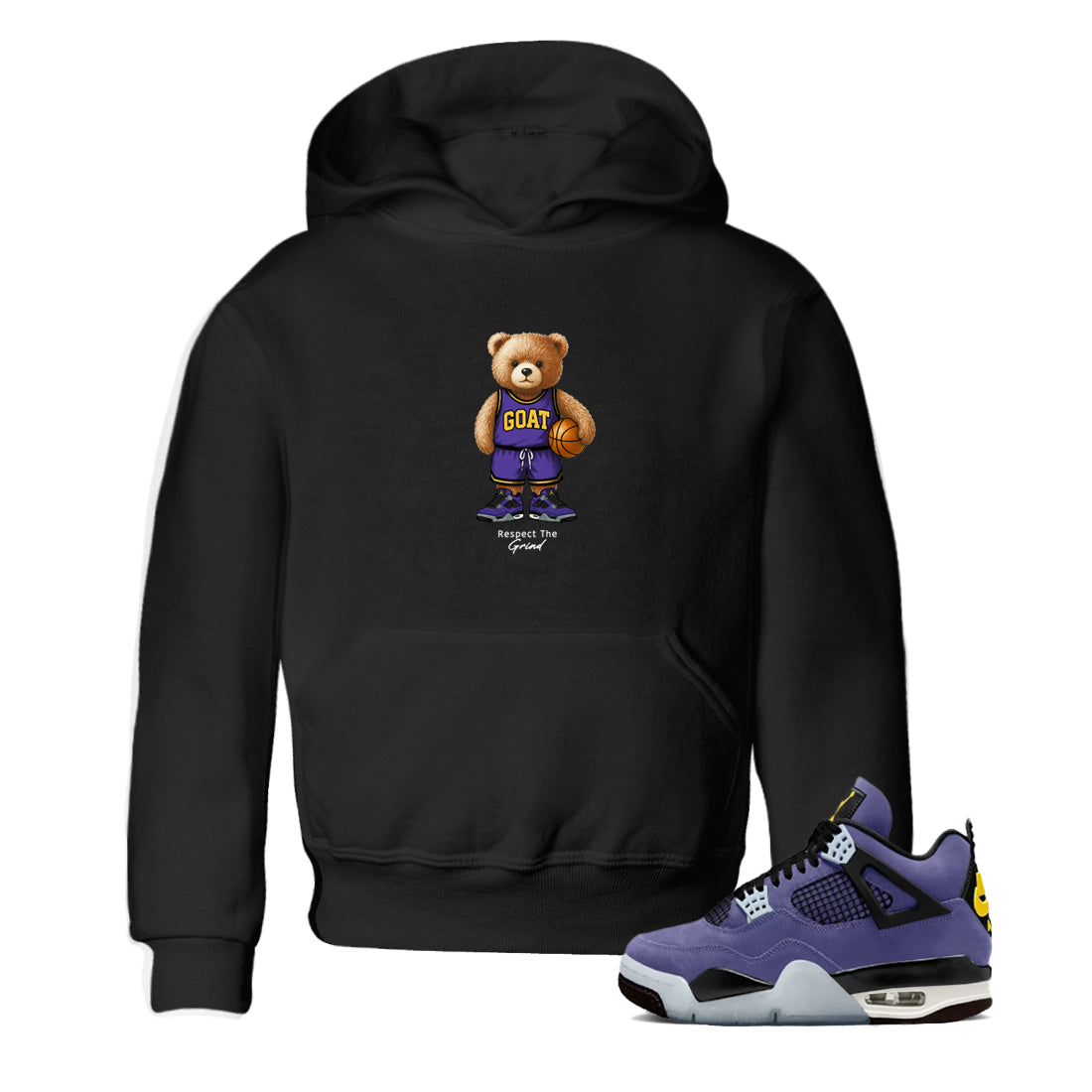 Best Sneakerfits graphic tee – Los Angeles Basketball Tees To Match Air Jordan 4 Lakeshow – GOAT Mode Kids T-Shirt Black 1