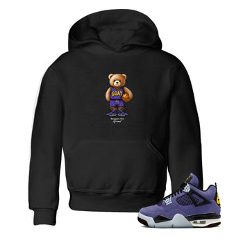 Best Sneakerfits graphic tee – Los Angeles Basketball Tees To Match Air Jordan 4 Lakeshow – GOAT Mode Kids T-Shirt Black 1