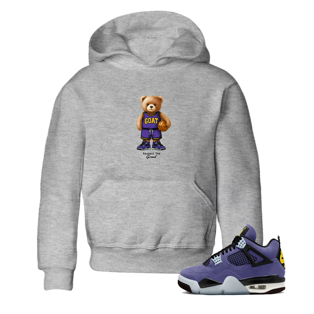 Best Sneakerfits graphic tee – Los Angeles Basketball Tees To Match Air Jordan 4 Lakeshow – GOAT Mode Kids T-Shirt Heather Grey 1