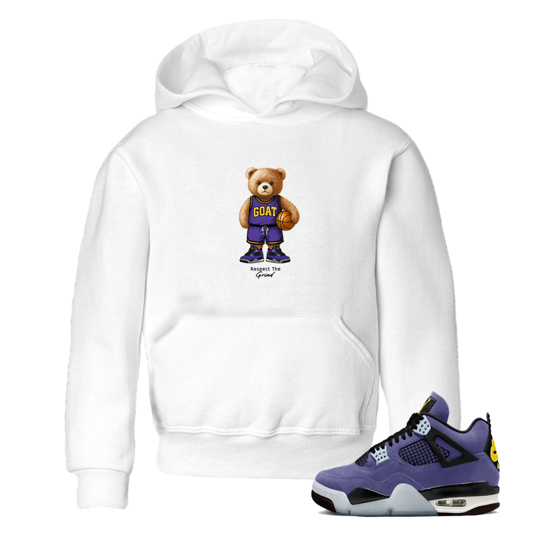 Best Sneakerfits graphic tee – Los Angeles Basketball Tees To Match Air Jordan 4 Lakeshow – GOAT Mode Kids T-Shirt White 1