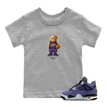 Best Sneakerfits graphic tee – Los Angeles Basketball Tees To Match Air Jordan 4 Lakeshow – GOAT Mode Kids T-Shirt Heather Grey 1