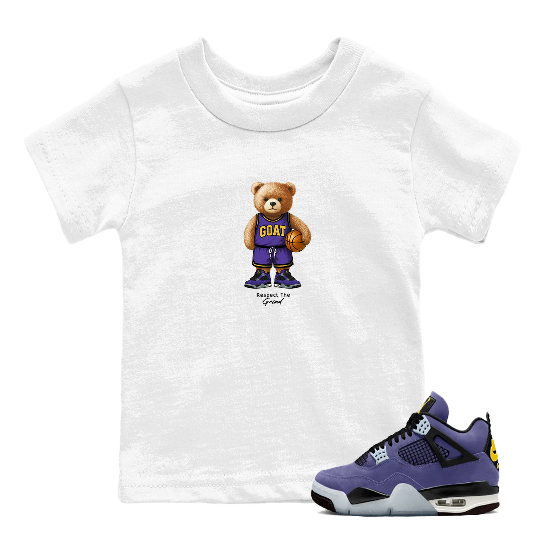 Best Sneakerfits graphic tee – Los Angeles Basketball Tees To Match Air Jordan 4 Lakeshow – GOAT Mode Kids T-Shirt White 1