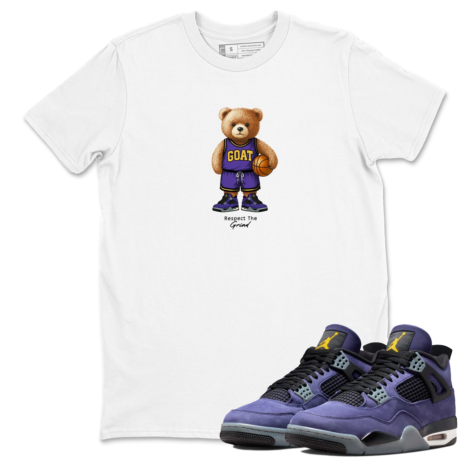 Best Sneakerfits graphic tee – Los Angeles Basketball Tees To Match Air Jordan 4 Lakeshow – GOAT Mode Tee White 1