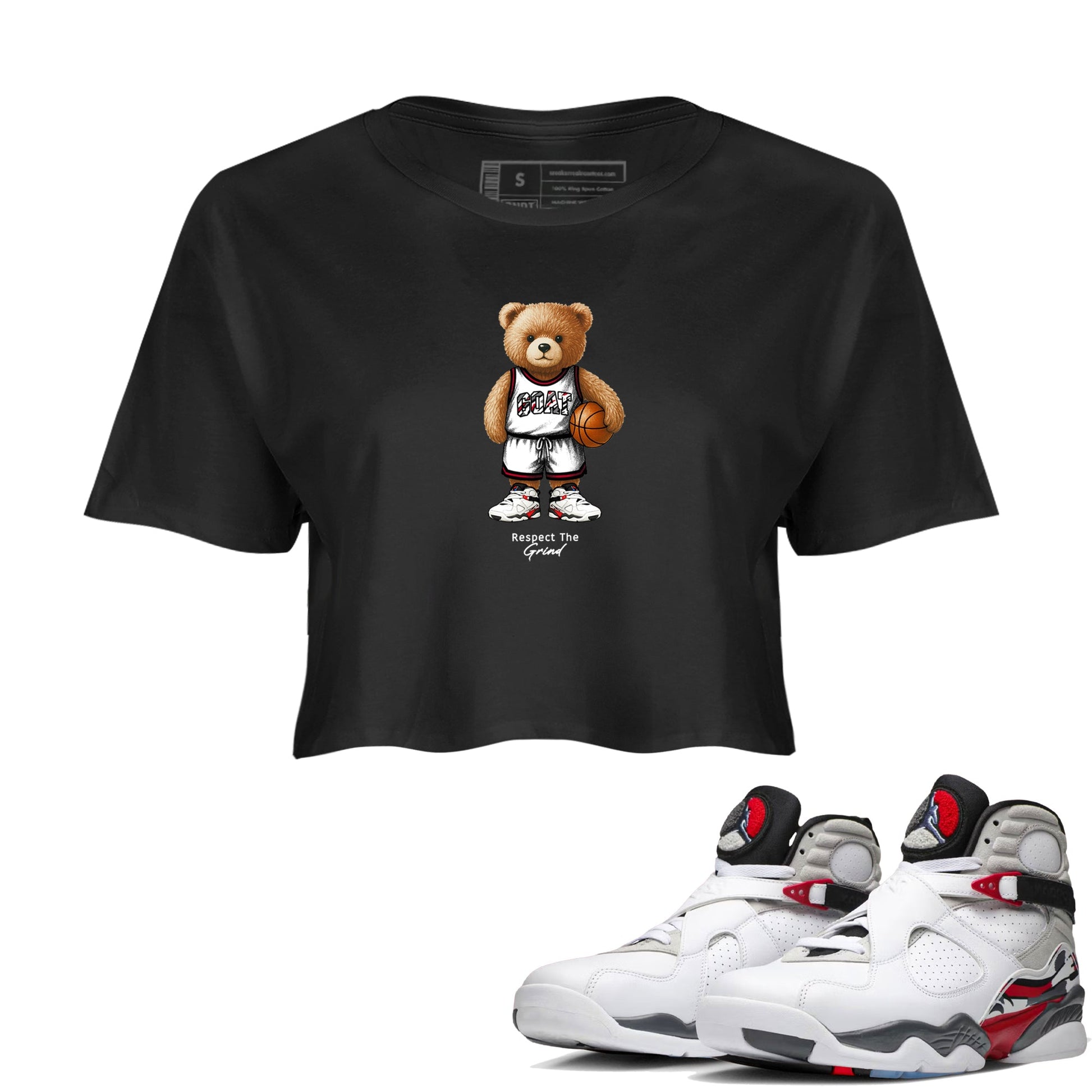 Sneaker match tees – Sneaker Tees To Match Air Jordan 8 Bunny Shoes Air Jordan 8 White and True Red – GOAT Mode Crop T-Shirt Black 1
