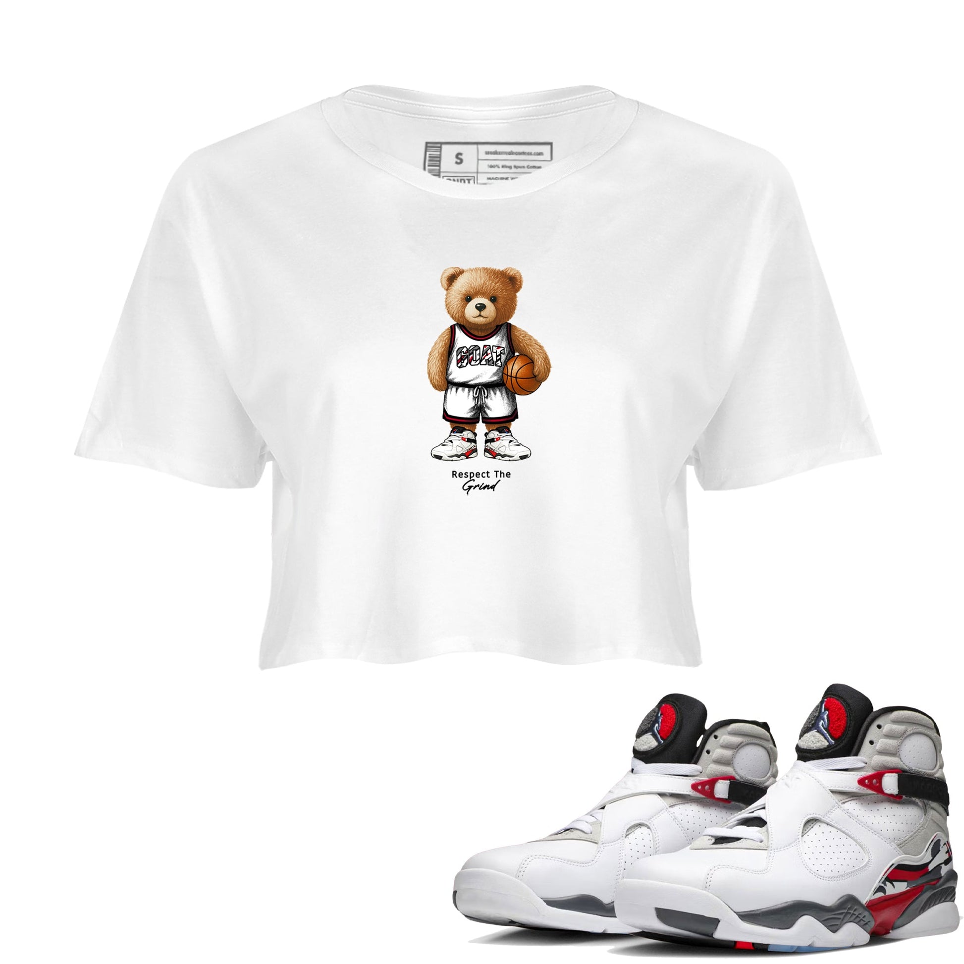 Sneaker match tees – Sneaker Tees To Match Air Jordan 8 Bunny Shoes Air Jordan 8 White and True Red – GOAT Mode Crop T-Shirt White 1
