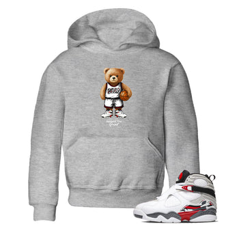 Sneaker match tees – Sneaker Tees To Match Air Jordan 8 Bunny Shoes Air Jordan 8 White and True Red – GOAT Mode Kids T-Shirt Heather Grey 1