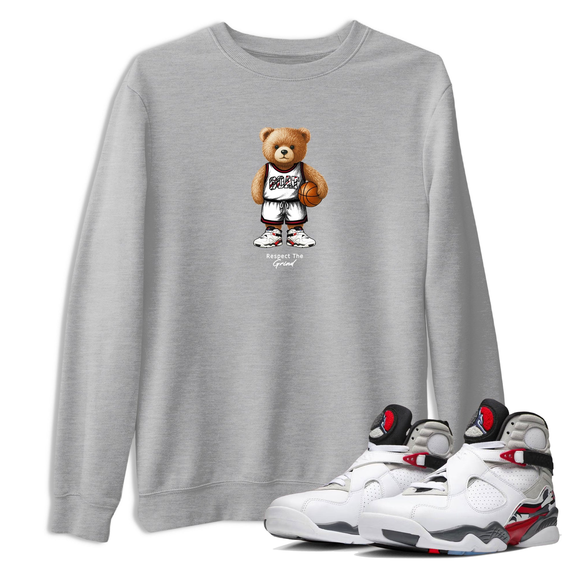 Sneaker match tees – Sneaker Tees To Match Air Jordan 8 Bunny Shoes Air Jordan 8 White and True Red – GOAT Mode Tee Heather Grey 1