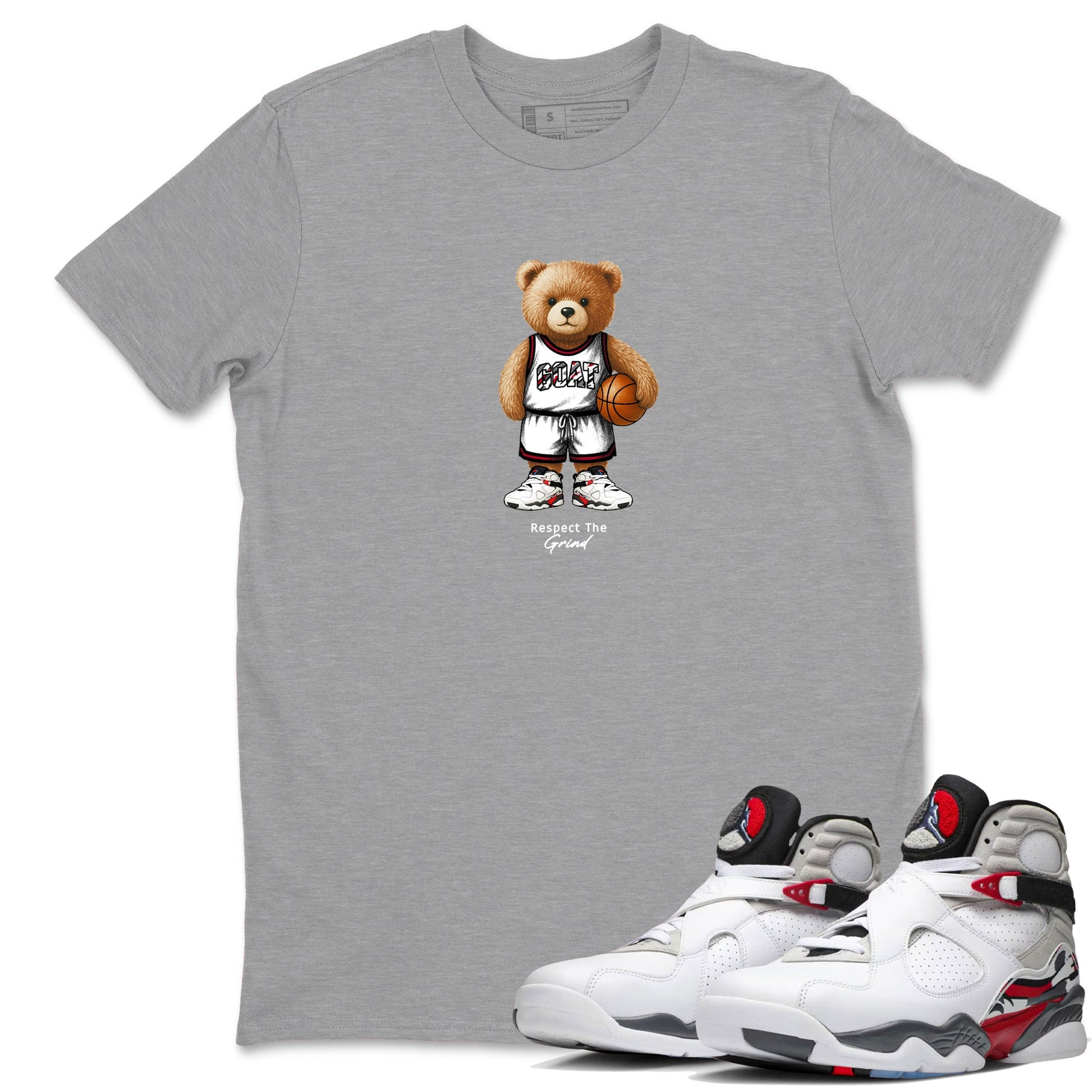 Sneaker match tees – Sneaker Tees To Match Air Jordan 8 Bunny Shoes Air Jordan 8 White and True Red – GOAT Mode Tee Heather Grey 1