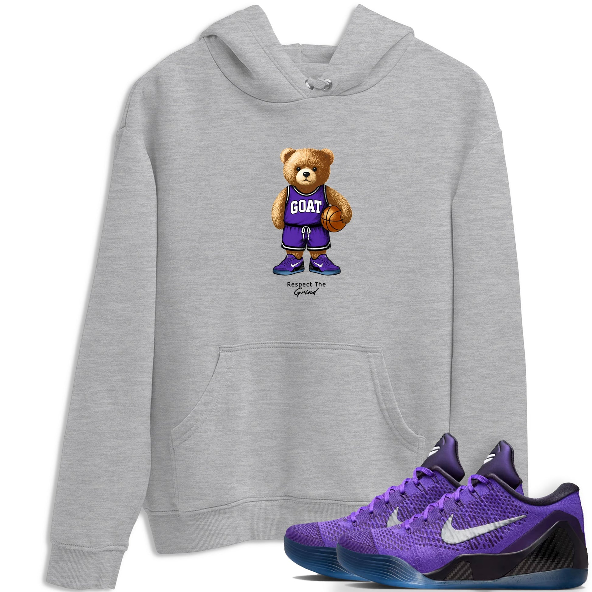 Basketball Graphic Tee – Sneaker Tees To Match KD 9 Hyper Grape – GOAT Mode Graphic Tee Heather Grey 1. Perfect for purple basketball sneaker releases and legacy-inspired colorways for 2025 hoopers.