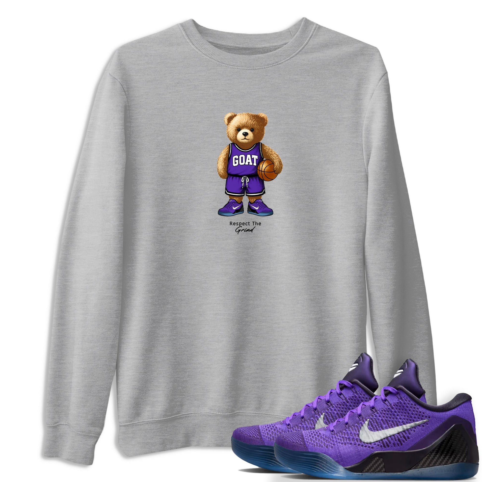 Basketball Graphic Tee – Sneaker Tees To Match KD 9 Hyper Grape – GOAT Mode Graphic Tee Heather Grey 1. Perfect for purple basketball sneaker releases and legacy-inspired colorways for 2025 hoopers.