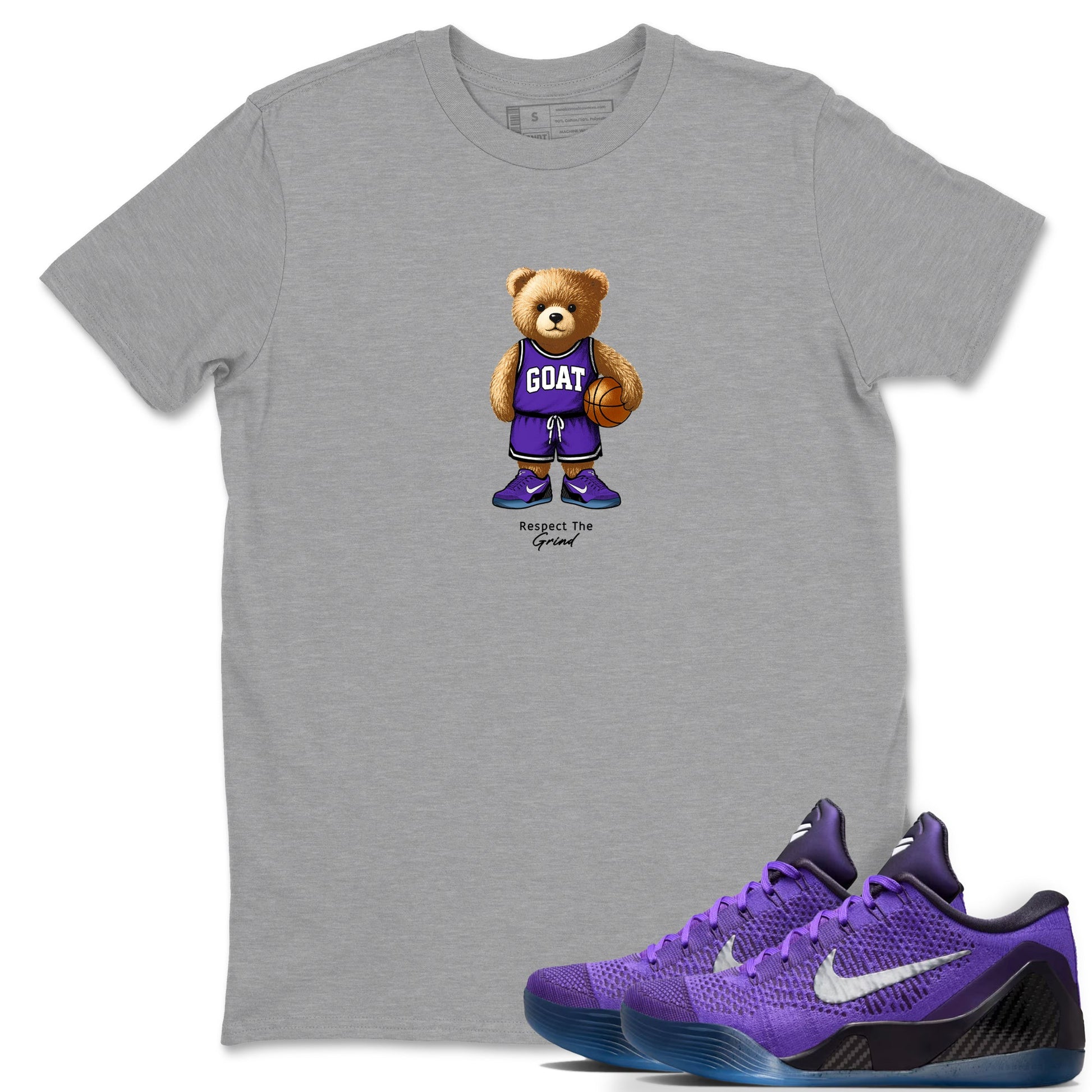Basketball Graphic Tee – Sneaker Tees To Match KD 9 Hyper Grape – GOAT Mode Graphic Tee Heather Grey 1. Perfect for purple basketball sneaker releases and legacy-inspired colorways for 2025 hoopers.