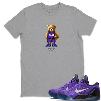 Basketball Graphic Tee – Sneaker Tees To Match KD 9 Hyper Grape – GOAT Mode Graphic Tee Heather Grey 1. Perfect for purple basketball sneaker releases and legacy-inspired colorways for 2025 hoopers.