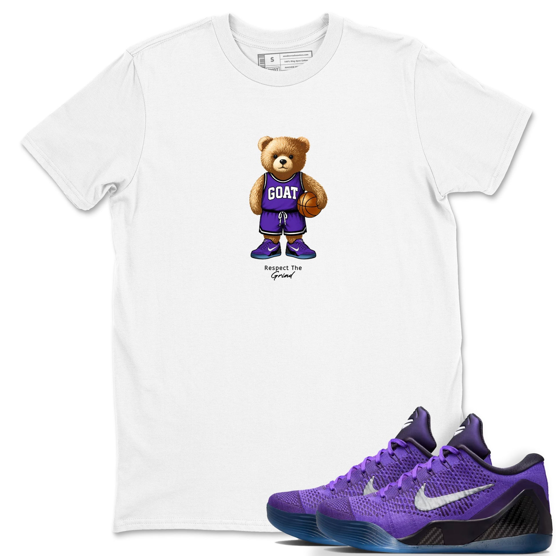 Basketball Graphic Tee – Sneaker Tees To Match KD 9 Hyper Grape – GOAT Mode Graphic Tee White 1. Perfect for purple basketball sneaker releases and legacy-inspired colorways for 2025 hoopers.