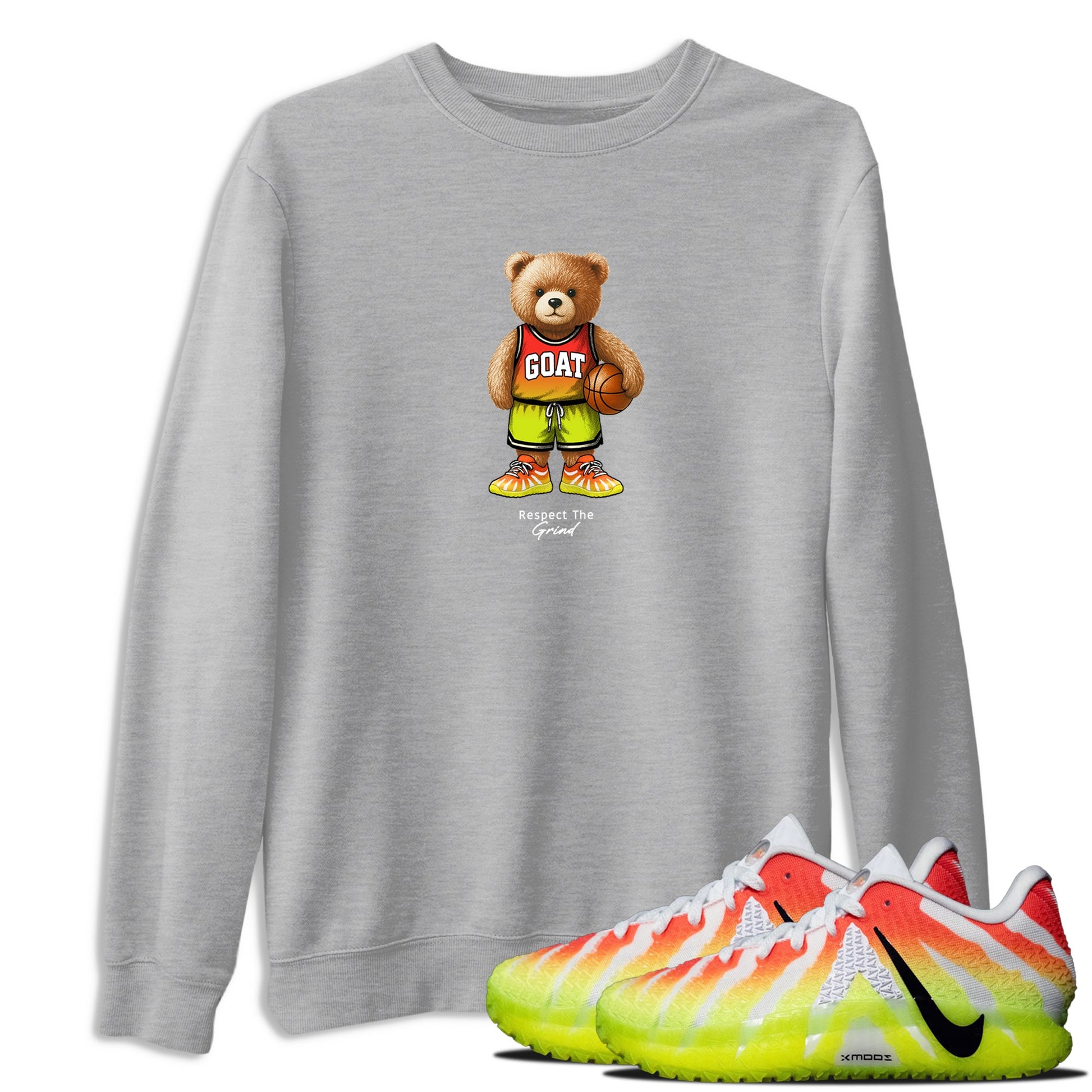 Basketball Graphic Tee – Sneaker Tees To Match Nike JA 3 Under The Christmas Tree – GOAT Mode Graphic Tee Heather Grey 1. Perfect for JA3 Christmas releases 2025 colorways.