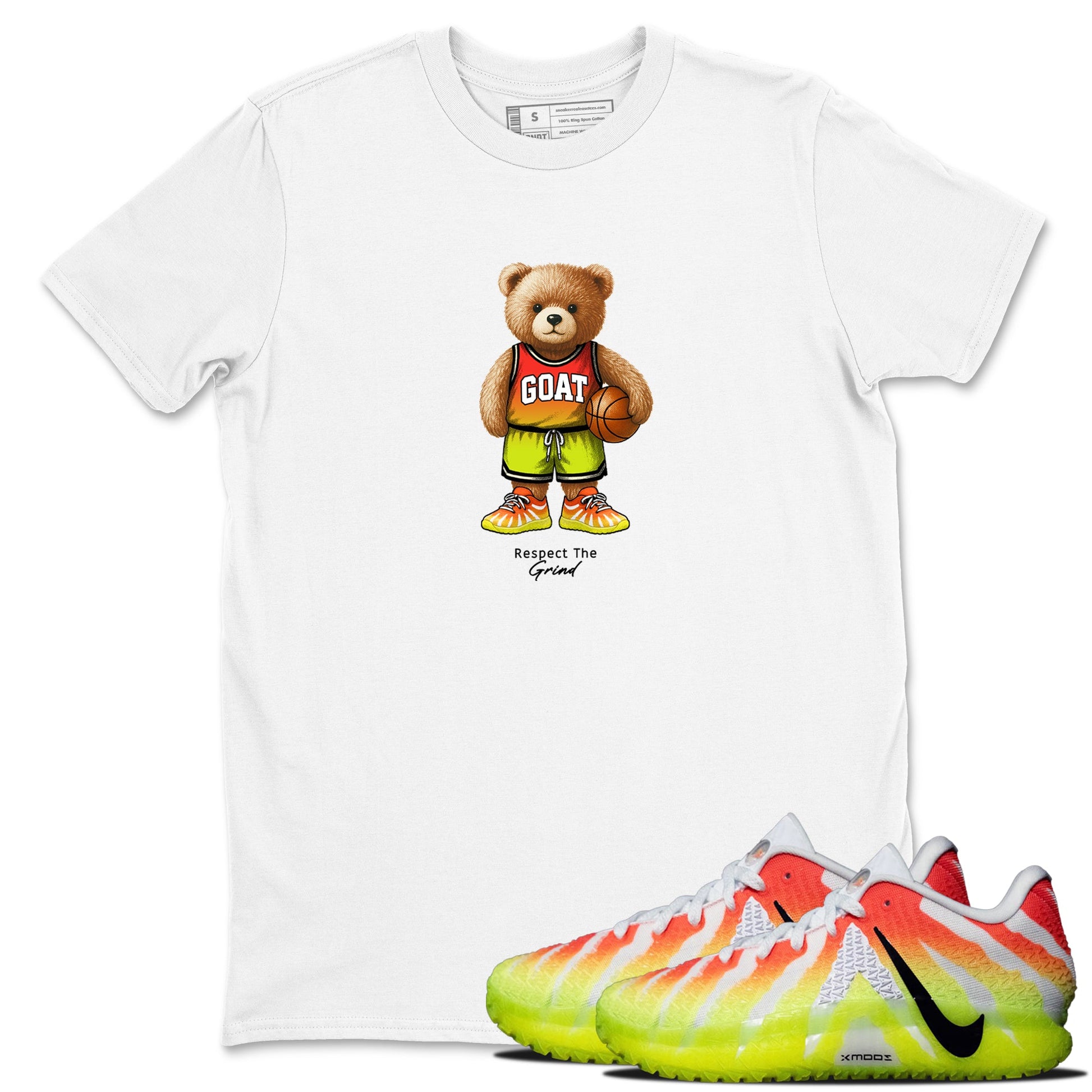 Basketball Graphic Tee – Sneaker Tees To Match Nike JA 3 Under The Christmas Tree – GOAT Mode Graphic Tee White 1. Perfect for JA3 Christmas releases 2025 colorways.