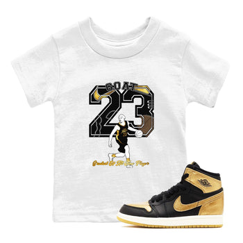 1s Black Metallic Gold shirts to match jordans Goat Player sneaker match tees Jordan 1 High OG Black and Gold SNRT Sneaker Tees streetwear brand Baby and Youth White 1 cotton tee