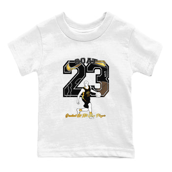 1s Black Metallic Gold shirts to match jordans Goat Player sneaker match tees Jordan 1 High OG Black and Gold SNRT Sneaker Tees streetwear brand Baby and Youth White 2 cotton tee
