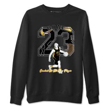 1s Black Metallic Gold shirts to match jordans Goat Player sneaker match tees Jordan 1 High OG Black and Gold SNRT Sneaker Tees streetwear brand Black 2 unisex cotton tee