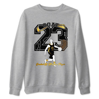 1s Black Metallic Gold shirts to match jordans Goat Player sneaker match tees Jordan 1 High OG Black and Gold SNRT Sneaker Tees streetwear brand Heather Grey 2 unisex cotton tee