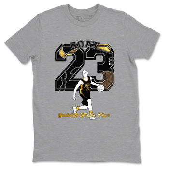 1s Black Metallic Gold shirts to match jordans Goat Player sneaker match tees Jordan 1 High OG Black and Gold SNRT Sneaker Tees streetwear brand Heather Grey 2 unisex cotton tee