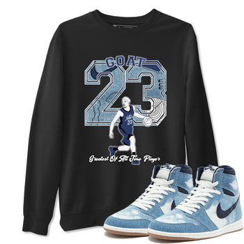 1s Denim shirts to match jordans Goat Player sneaker match tees Air Jordan 1 Denim SNRT Sneaker Tees streetwear brand Black 1 unisex cotton tee
