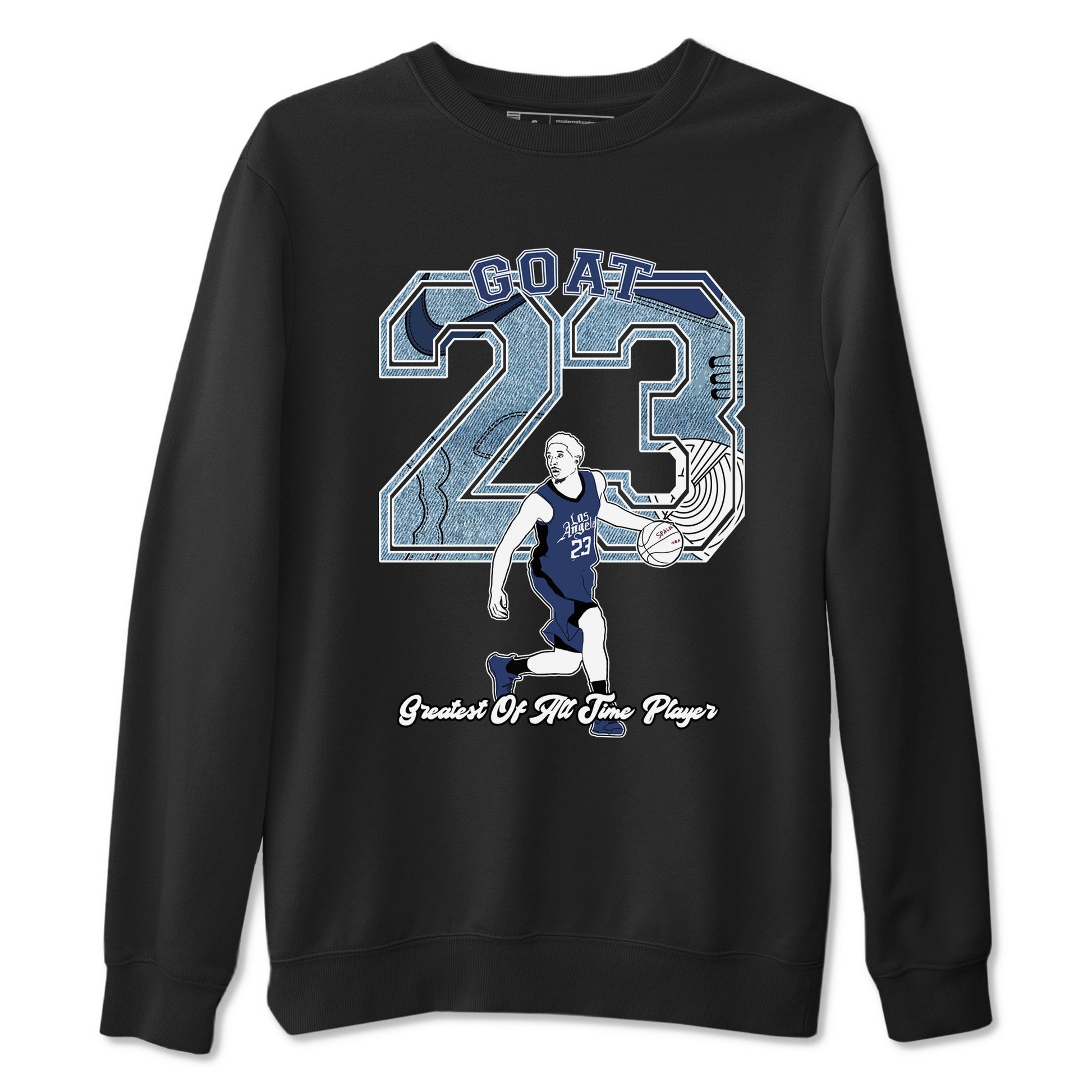 1s Denim shirts to match jordans Goat Player sneaker match tees Air Jordan 1 Denim SNRT Sneaker Tees streetwear brand Black 2 unisex cotton tee