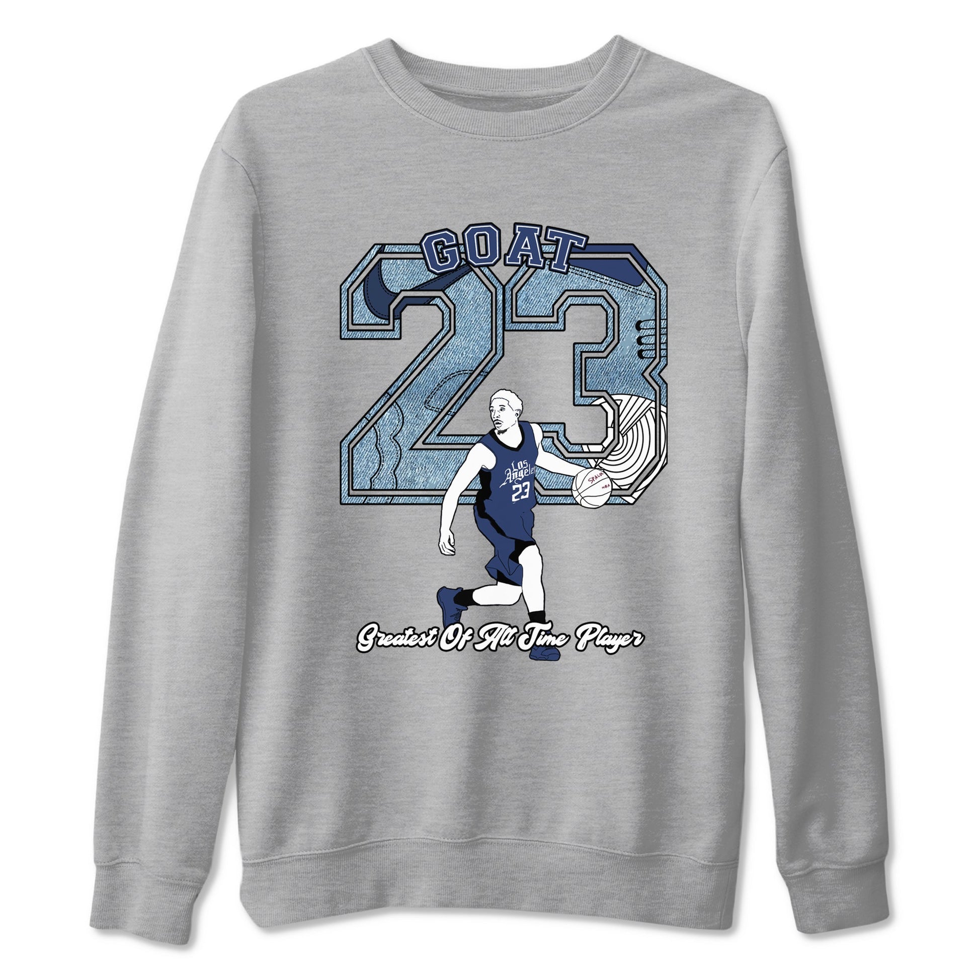 1s Denim shirts to match jordans Goat Player sneaker match tees Air Jordan 1 Denim SNRT Sneaker Tees streetwear brand Heather Grey 2 unisex cotton tee