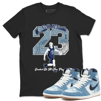1s Denim shirts to match jordans Goat Player sneaker match tees Air Jordan 1 Denim SNRT Sneaker Tees streetwear brand Black 1 unisex cotton tee