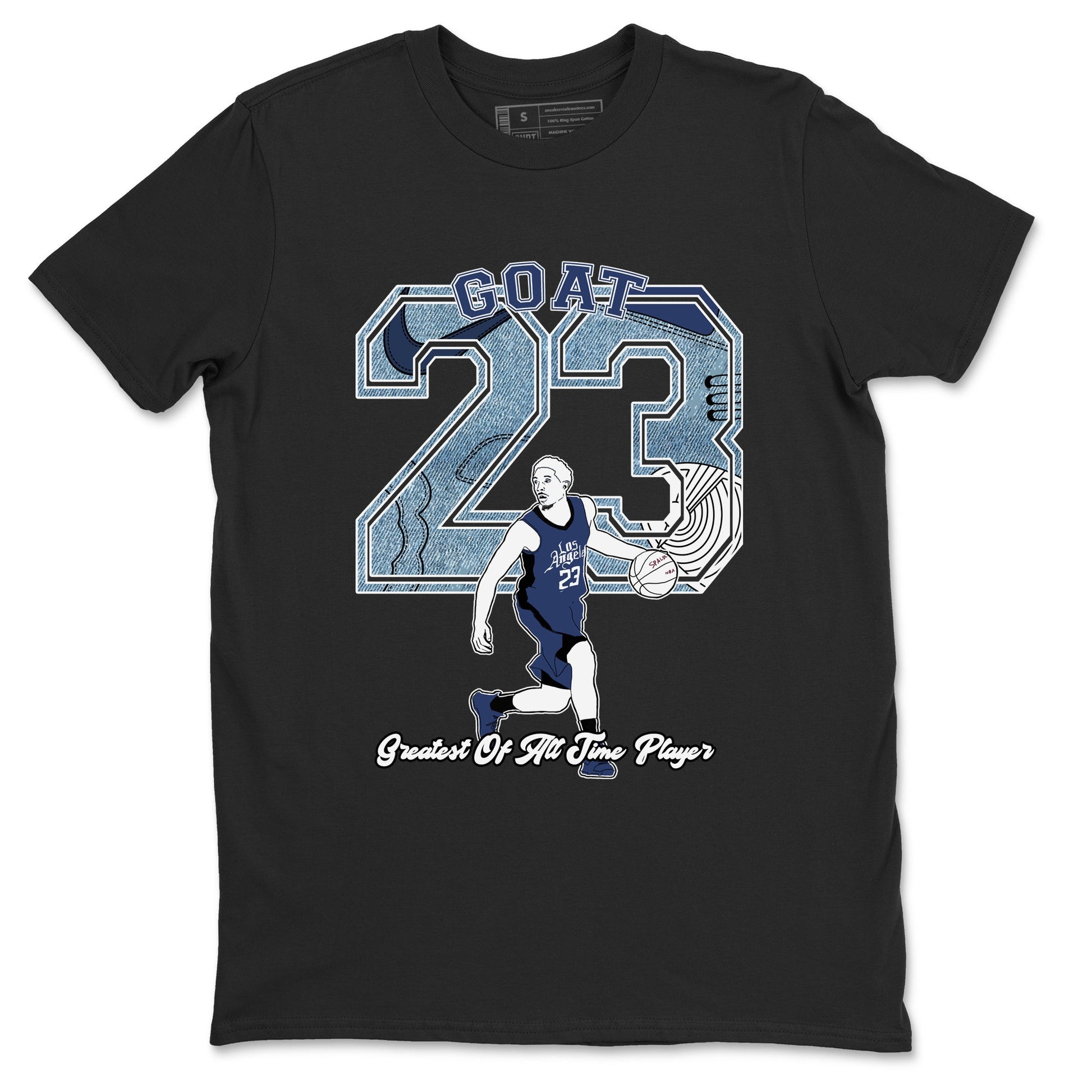 1s Denim shirts to match jordans Goat Player sneaker match tees Air Jordan 1 Denim SNRT Sneaker Tees streetwear brand Black 2 unisex cotton tee