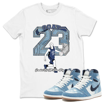 1s Denim shirts to match jordans Goat Player sneaker match tees Air Jordan 1 Denim SNRT Sneaker Tees streetwear brand White 1 unisex cotton tee