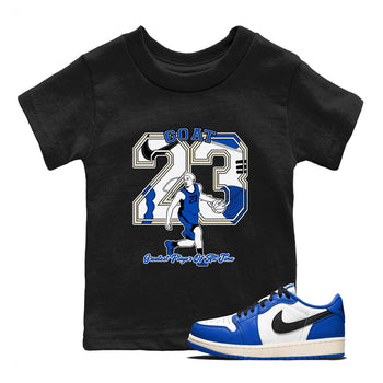 1s Game Royal shirts to match jordans Goat Player sneaker match tees Air Jordan 1 Retro Low OG Game Royal match shoes to clothes SNRT Sneaker Tees Youth Baby Black 1 tee