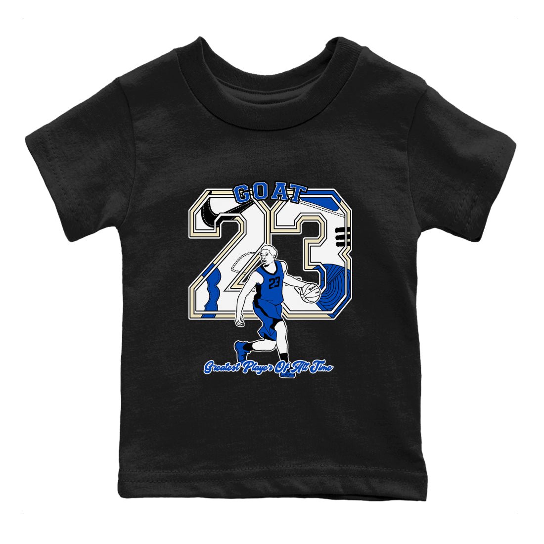 1s Game Royal shirts to match jordans Goat Player sneaker match tees Air Jordan 1 Retro Low OG Game Royal match shoes to clothes SNRT Sneaker Tees Youth Baby Black 2 tee
