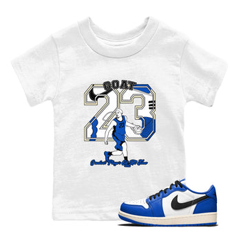 1s Game Royal shirts to match jordans Goat Player sneaker match tees Air Jordan 1 Retro Low OG Game Royal match shoes to clothes SNRT Sneaker Tees Youth Baby White 1 tee
