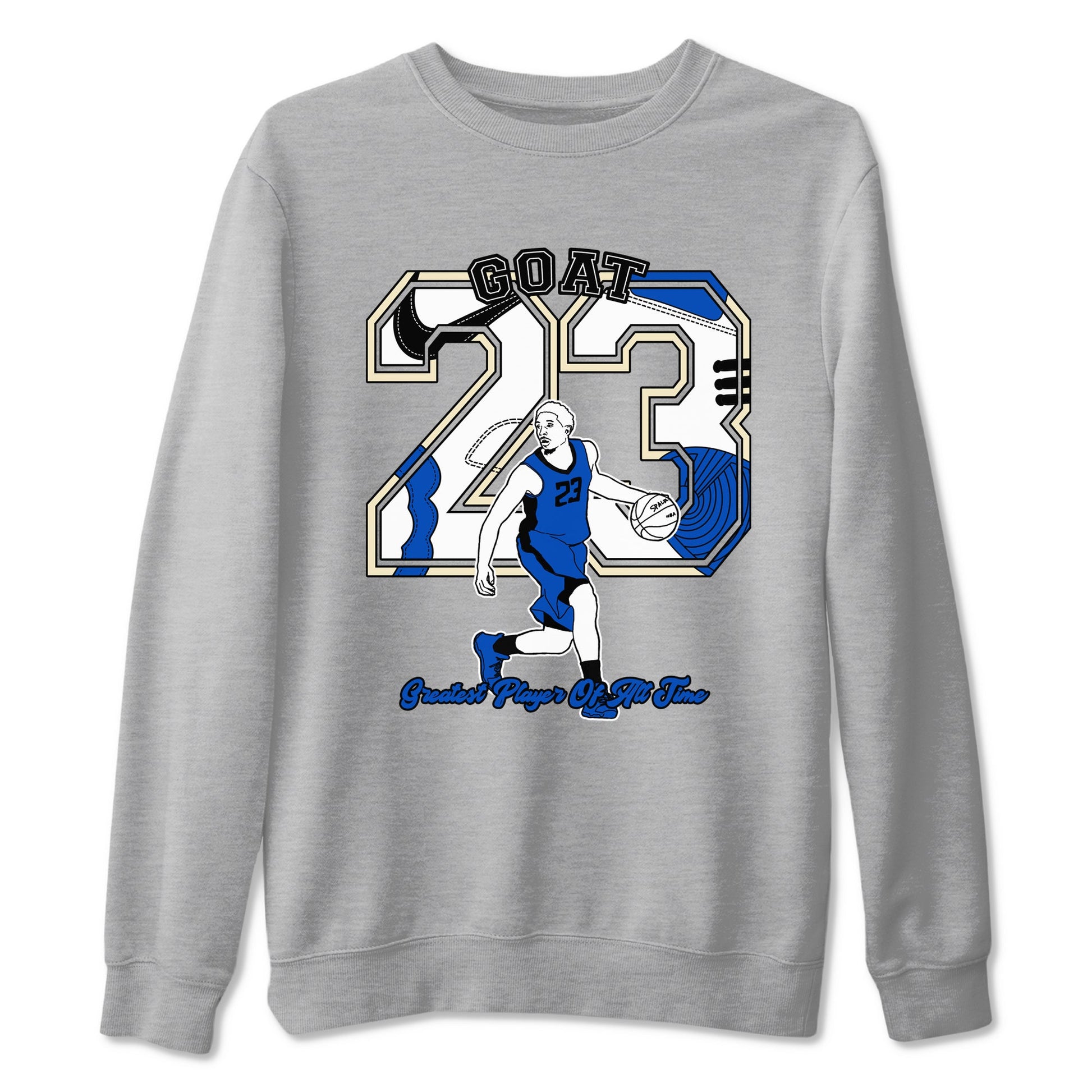 1s Game Royal shirts to match jordans Goat Player sneaker match tees Air Jordan 1 Retro Low OG Game Royal match shoes to clothes SNRT Sneaker Tees unisex cotton Heather Grey 2 shirts