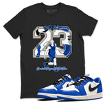 1s Game Royal shirts to match jordans Goat Player sneaker match tees Air Jordan 1 Retro Low OG Game Royal match shoes to clothes SNRT Sneaker Tees unisex cotton Black 1 shirts