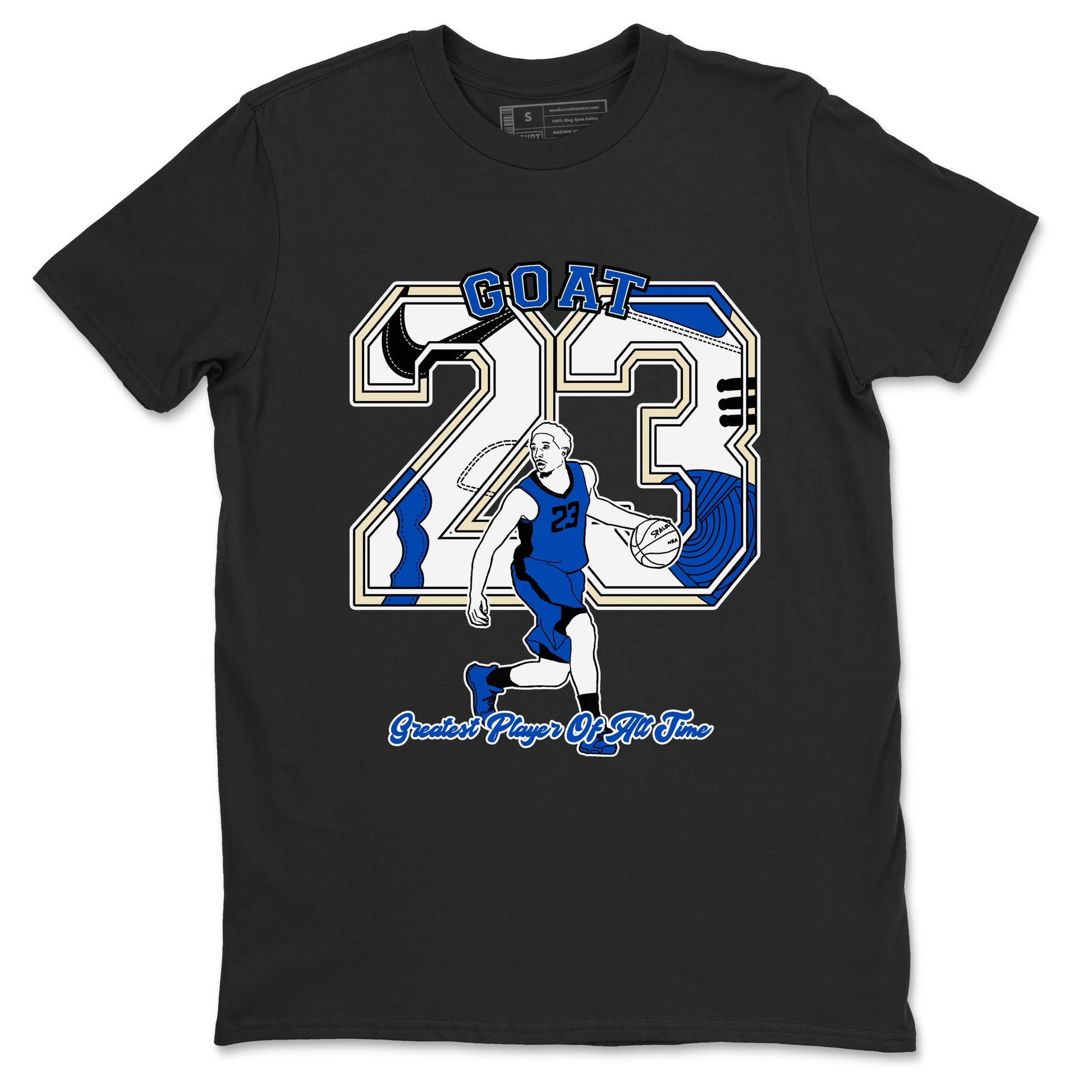 1s Game Royal shirts to match jordans Goat Player sneaker match tees Air Jordan 1 Retro Low OG Game Royal match shoes to clothes SNRT Sneaker Tees unisex cotton Black 2 shirts