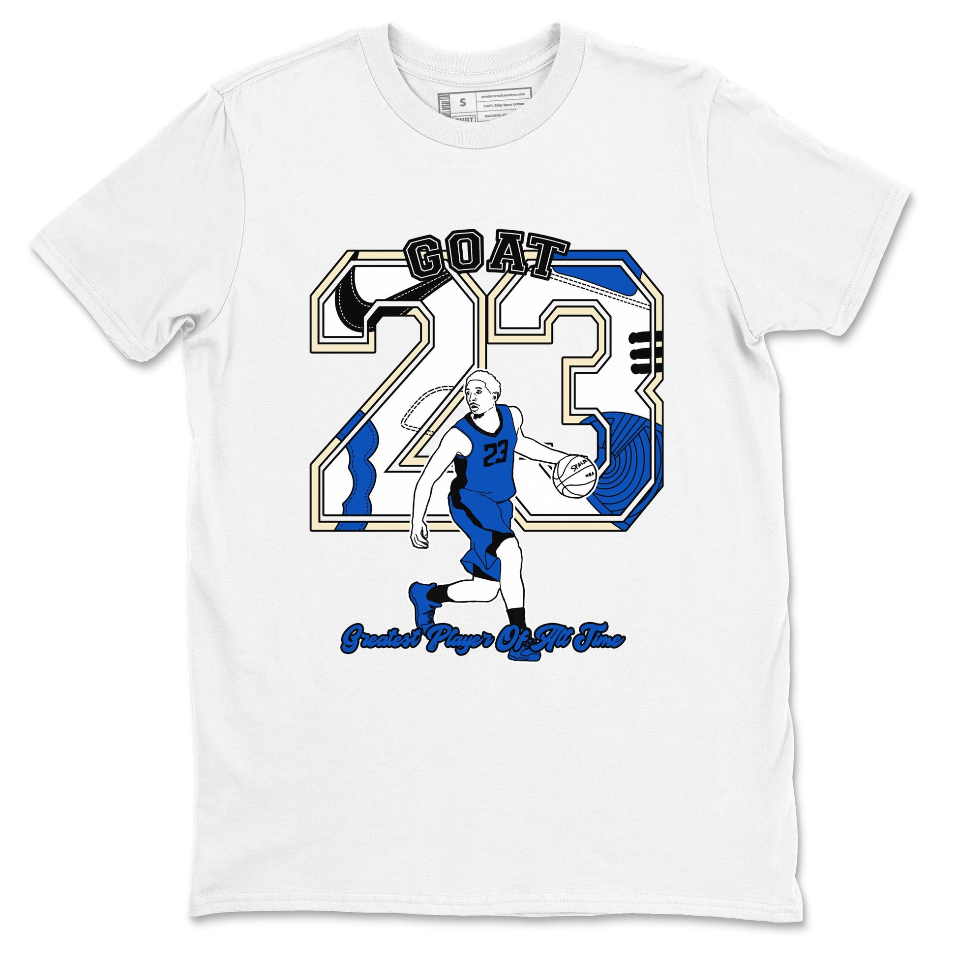 1s Game Royal shirts to match jordans Goat Player sneaker match tees Air Jordan 1 Retro Low OG Game Royal match shoes to clothes SNRT Sneaker Tees unisex cotton White 2 shirts