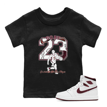AJ1 High '85 Metallic Burgundy shirts to match jordans Goat Player sneaker match tees 1s High '85 Metallic Burgundy SNRT Sneaker Tees streetwear brand Baby and Youth Black 1 cotton tee