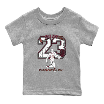 AJ1 High '85 Metallic Burgundy shirts to match jordans Goat Player sneaker match tees 1s High '85 Metallic Burgundy SNRT Sneaker Tees streetwear brand Baby and Youth Heather Grey 2 cotton tee