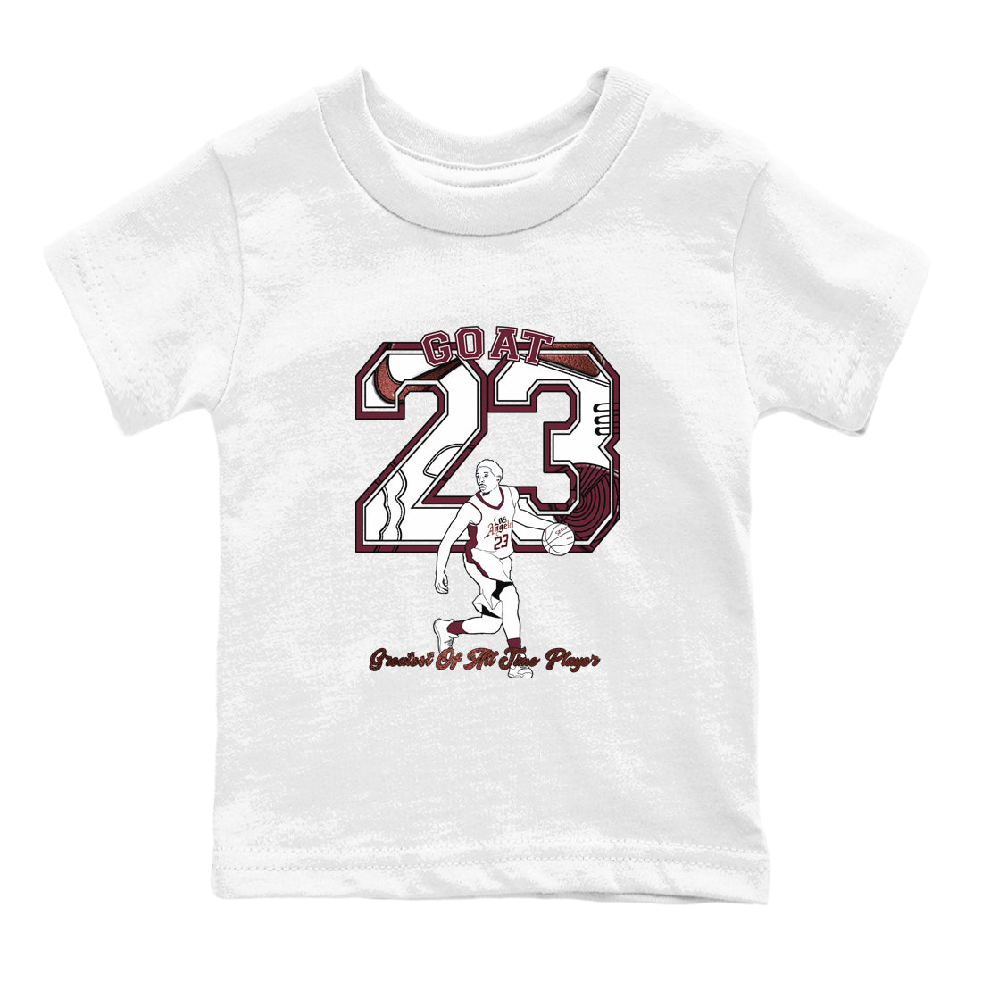 AJ1 High '85 Metallic Burgundy shirts to match jordans Goat Player sneaker match tees 1s High '85 Metallic Burgundy SNRT Sneaker Tees streetwear brand Baby and Youth White 2 cotton tee