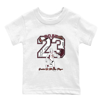 AJ1 High '85 Metallic Burgundy shirts to match jordans Goat Player sneaker match tees 1s High '85 Metallic Burgundy SNRT Sneaker Tees streetwear brand Baby and Youth White 2 cotton tee