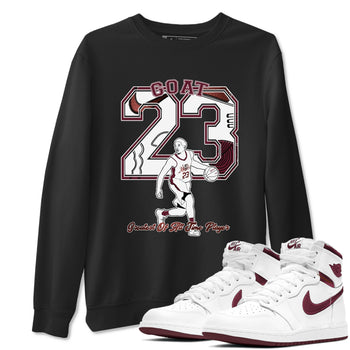 AJ1 High '85 Metallic Burgundy shirts to match jordans Goat Player sneaker match tees 1s High '85 Metallic Burgundy SNRT Sneaker Tees streetwear brand Black 1 unisex cotton tee