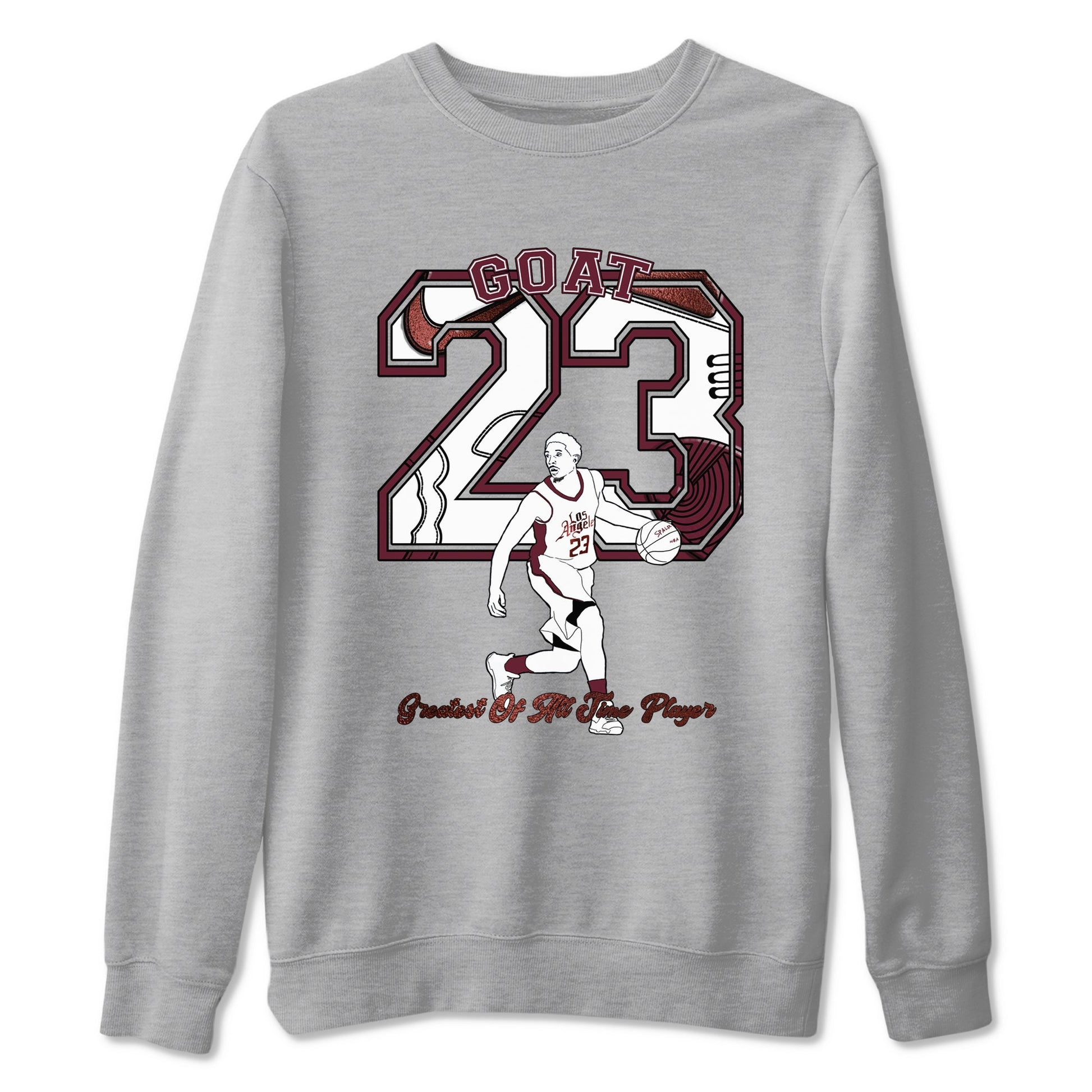 AJ1 High '85 Metallic Burgundy shirts to match jordans Goat Player sneaker match tees 1s High '85 Metallic Burgundy SNRT Sneaker Tees streetwear brand Heather Grey 2 unisex cotton tee